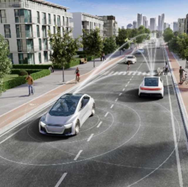 The picture shows cars communicating using mobile data.